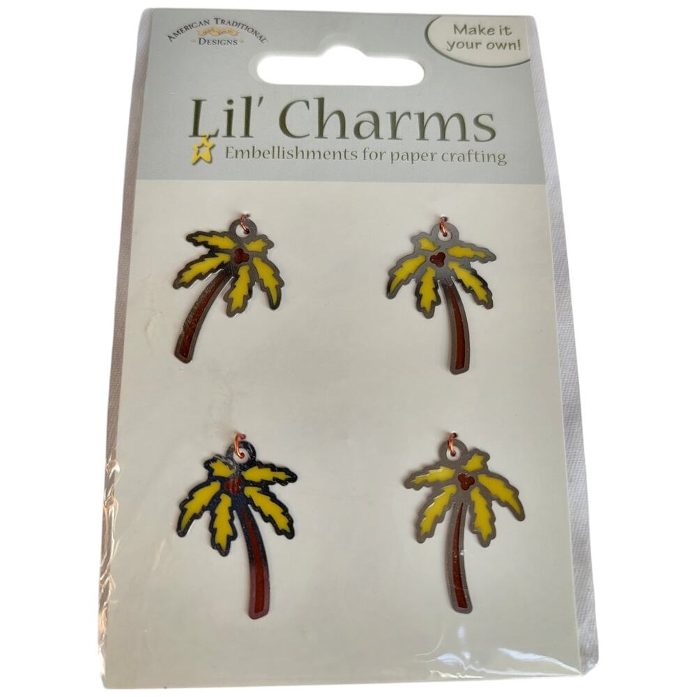 VTG 2000s‎ Lil Charms Palm Trees Embellishments Scrapbooking Cardmaking Tropical